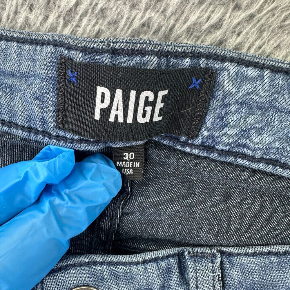 Paige Jeans Mens 30x30 Blue Federal Straight Stretch Denim USA Logo - Picture 7 of 11
